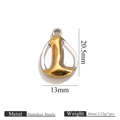 Two-tone stainless steel teardrop pendant for jewelry making, dimensions 20.5mm x 13mm - Two-Tone Waterdrop Pendant