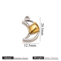 Two-tone stainless steel moon charm for DIY jewelry, size 20.5mm by 12.5mm - Two-Tone Moon Pendant