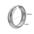 Polished silver stainless steel hoop earring with 16mm diameter and 5mm width - Steel