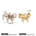Stainless steel butterfly pendant with white oil drip finish and golden back view - Black Enamel Butterfly Pendant