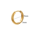 Minimalist 18K gold plated stainless steel hoop earring with 9mm diameter and 3mm width - Thin Mini Gold Style / Gold
