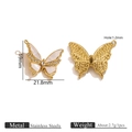 Golden stainless steel butterfly pendant with white shell inlay and sparkling crystal - White Rhinestone Butterfly Pendant