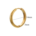 Polished 18K gold plated stainless steel hoop earring with 14mm inner diameter size - Thin Medium Gold Style / Gold