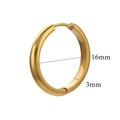 Polished 18K gold hoop earring for women with 16mm inner diameter and 3mm width - Gold
