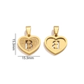 Golden heart-shaped letter B pendant with sandblasted finish and mirror polish, 15.3mm - Letter B - Gold