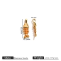 Articulated fish bone pendant in gold stainless steel with orange enamel inlay details - Non-movable Orange Fish Bone
