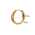 Polished 18K gold stainless steel hoop earring with 9mm inner diameter and 4mm width - Standard Mini Gold Style / Gold