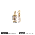Articulated fish bone pendant in gold stainless steel with purple enamel finish - Non-movable White Fish Bone