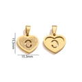 Golden stainless steel heart pendant with letter C in sandblasted and polished finish - Letter C - Gold