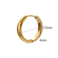 Polished 18K gold stainless steel hoop earring with 12mm diameter and 4mm width - Standard Small Gold Style / Gold