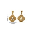 Detail of clover pendant with letter A showing dimensions 17.5mm by 15mm in gold finish - Letter A / Gold