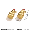 Polished stainless steel lipstick pendant charms in golden finish and red accents - Lipstick Shape Style