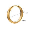 18K gold plated stainless steel hoop earring with 16mm diameter and 4mm width - Gold