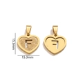 Gold plated stainless steel heart pendant with letter F and sandblasted texture - Letter F - Gold