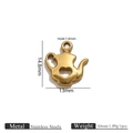 Golden teapot pendant charm in stainless steel with hollow heart detail for DIY bracelets - Hollow Heart Teapot Style