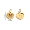 Gold plated stainless steel heart pendant set with letter H cutout and glitter finish - Letter H - Gold