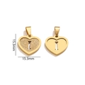 Golden heart-shaped pendant with letter I in glitter matte and polished mirror finish - Letter I - Gold