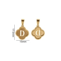 Golden clover letter D pendant charm with frosted sand finish and polished back - Letter D / Gold