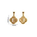 Gold plated stainless steel four leaf clover pendant featuring cut-out letter E design - Letter E / Gold
