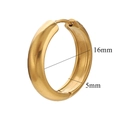 Polished 18K gold stainless steel hoop earrings with 16mm diameter and 5mm width - Wide Large Gold Style / Gold