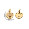 Gold plated stainless steel heart pendant with sparkling sand finish and letter L cutout - Letter L - Gold