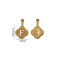 Gold plated stainless steel clover pendant with letter F and sandblast finish - Letter F / Gold