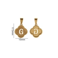 Golden clover letter G pendant with sandblasted finish and polished stainless steel - Letter G / Gold