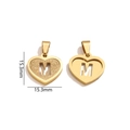 Gold-plated heart pendant with letter M in glitter sand finish and hollow design - Letter M - Gold
