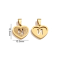 Gold plated heart pendant letter N with sandblast texture for DIY jewelry making - Letter N - Gold