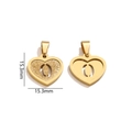 Golden heart pendant with letter O and glitter finish for DIY jewelry crafting - Letter O - Gold
