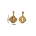 Gold-plated clover pendant featuring letter I with matte and polished dual finish - Letter I / Gold