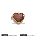 Gouden hartvormige roestvrijstalen hanger met bruine glittersteen inleg, maat 20x18mm - Hartstijl - Roodbruin