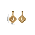 Clover-shaped gold stainless steel charm with white letter J and frosted finish - Letter J / Gold
