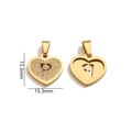 Golden heart pendant with letter P in glitter sand and hollow design 15.3mm size - Letter P - Gold