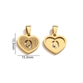 Golden stainless steel heart pendant with letter Q in sandblasted and polished finish - Letter Q - Gold