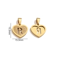 Gold plated stainless steel heart pendant with glitter finish and letter R cutout - Letter R - Gold