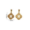 Golden clover letter M pendant with sandblasted texture and polished back, 17.5mm size - Letter M / Gold