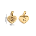 Golden stainless steel heart pendant with S letter and frosted finish, 15.3mm size - Letter S - Gold