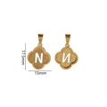 Gold plated stainless steel clover letter N pendant with sandblasted finish and polished back - Letter N / Gold