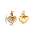 Golden heart-shaped letter T pendants with glitter and hollow design 15.3mm - Letter T - Gold