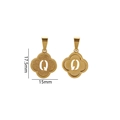 Golden stainless steel letter Q clover pendant with sandblasted and polished finish - Letter Q / Gold