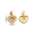 Golden heart-shaped letter W charm with sparkling sand finish and cutout design - Letter W - Gold