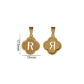 Frosted gold stainless steel four-leaf clover pendant with hollow letter R detail - Letter R / Gold