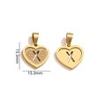 Golden heart-shaped stainless steel X letter pendant with sandblasted and polished finish - Letter X - Gold