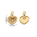 Golden stainless steel heart pendant with letter Y in frosted and polished finishes - Letter Y - Gold