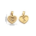 Gold plated stainless steel heart charm with letter Z featuring sandblasted glitter finish - Letter Z - Gold