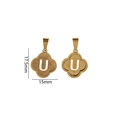 Golden clover pendant with letter U featuring sandblasted and mirror finish - Letter U / Gold