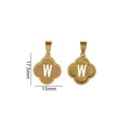 Gold plated four leaf clover pendant with letter W in sandblasted and polished finish - Letter W / Gold