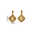 Golden clover clover letter X pendant with sandblasted and polished steel finishes - Letter X / Gold