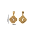 Gold plated stainless steel clover pendant with letter Y and sandblasted finish - Letter Y / Gold